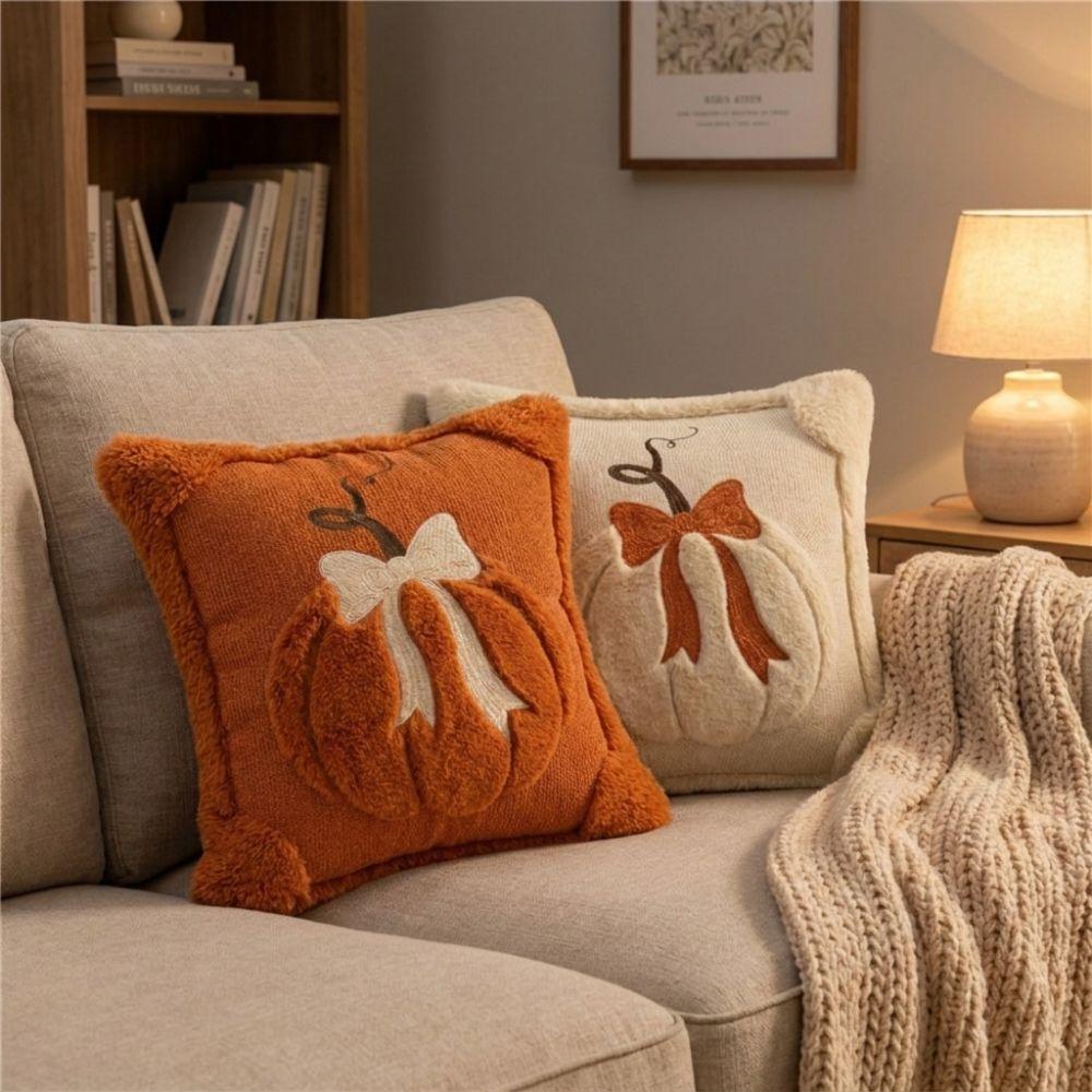 Wear Resistant Pumpkin Plush Cushion Comfortable Decorative Pillow Case Pillowslip  Home Decor