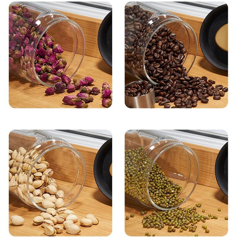 Coffee Bean Storage Kitchen Mini Glass Bottles Manual Vacuum Pumping Moisture-proof Transparent Vacuum Seal Container Jars Home