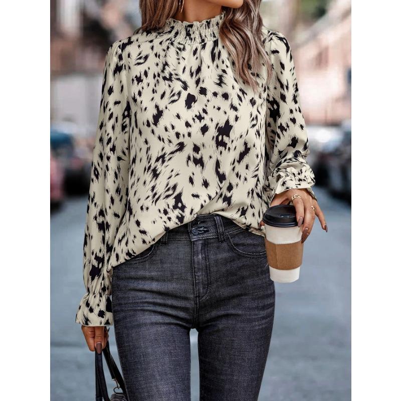 Frühling und Herbst Damen Plus Size Shirt Temperament Pullover Langarm Halb Stehkragen Loose Type Shirt