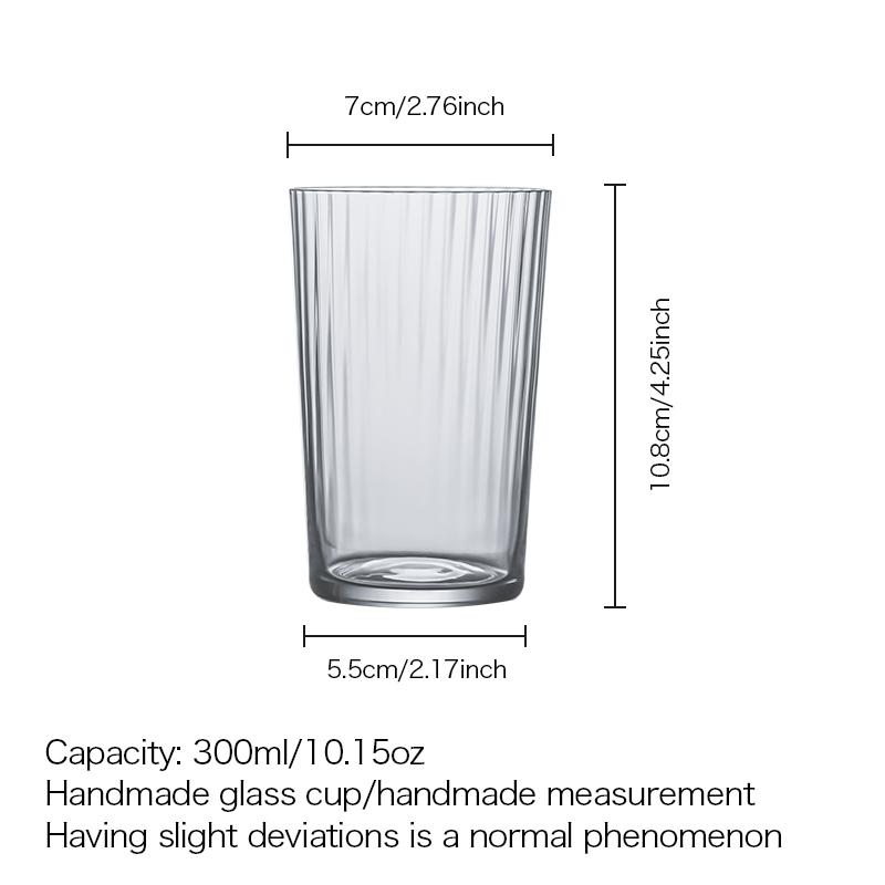 Inmeet Premium Japanese Striped Highball Glass Tall Cocktail Cup for Iced Americano And Mixed Drinks