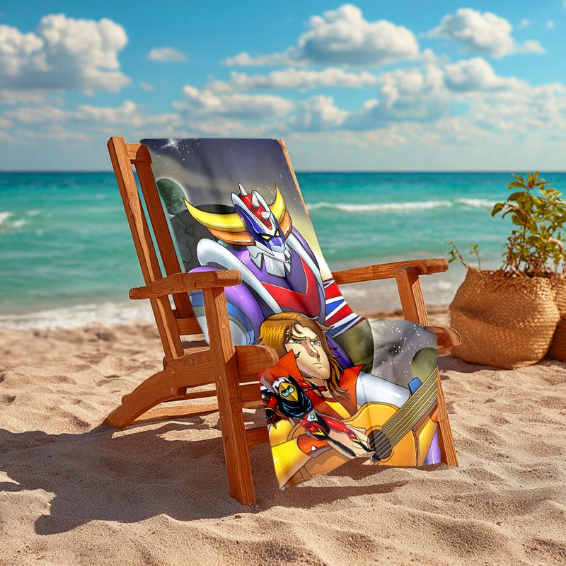 1pc UFO Robot Grendizer4 Beach Towel, Comfortable and Thick, and Swimming/Bath/Picnic/Camping Towel, Suitable for Seaside Beaches