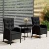 Day and Night - Day and Night 3-piece Garden Dining Set Black Synthetic Rattan