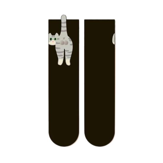 Cute Cat Socks with Balls for Women 3D Funny Cat Socks with Fuzzy Balls Novelty Animal Crew Cotton Sock for Cats Lovers