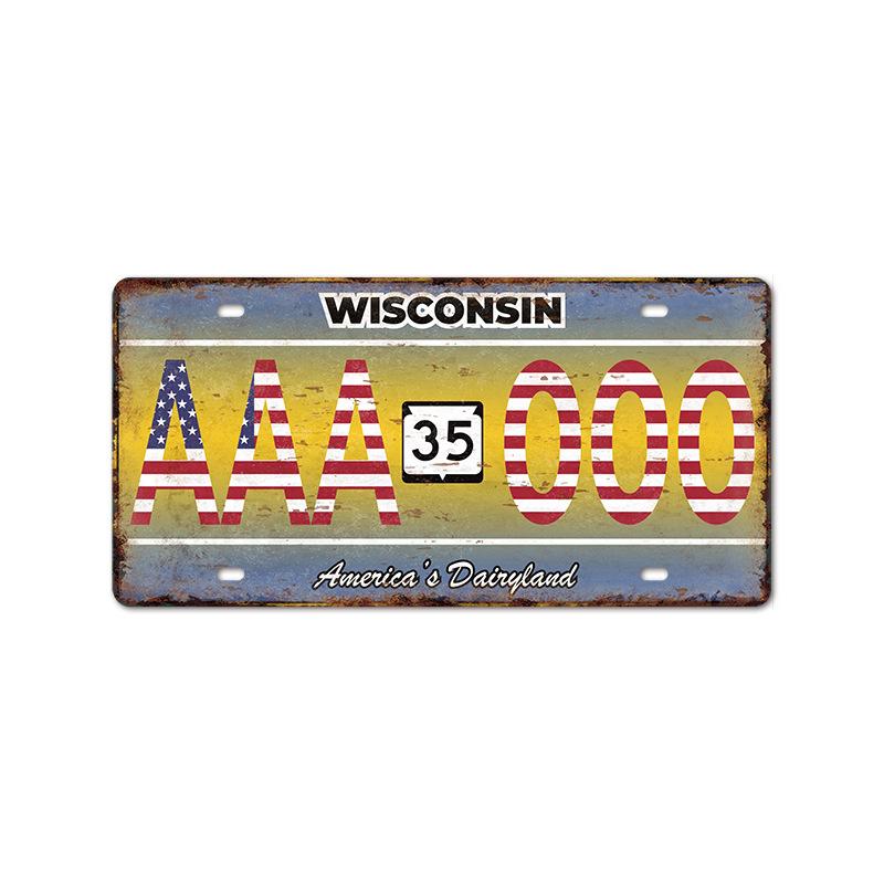 Vintage Tin Art with 1530 License Plate Design: Ideal for American - style Background Wall Decor