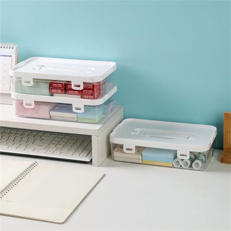 Pack of 3 Clear Organizers Container Featuring Comfortable Grips and Protective Covers Perfect for Desktop or Home Storage Applications