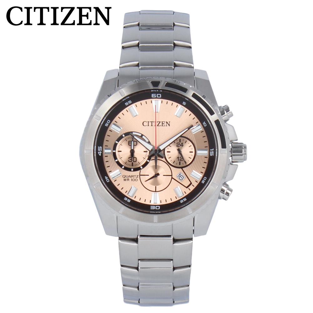CITIZEN Quartz AN8200-50X Chronograph Date Gold Silver Stainless Wrist Watch For Men