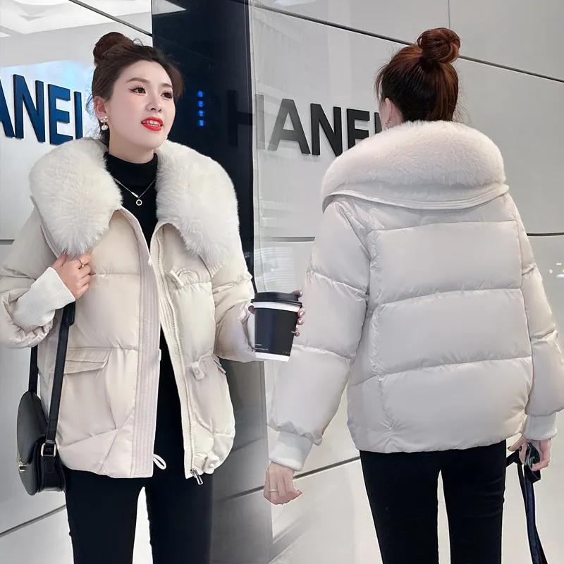 Padded Jacket Plus Size Down Padded Jacket Winter Fur Collar Thickened Short Western Style Loose Padded Jacket
