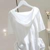 Women's 2025 Hooded Short-Sleeve Loose-Fit Slimming Pullover T-Shirt for Spring/Summer