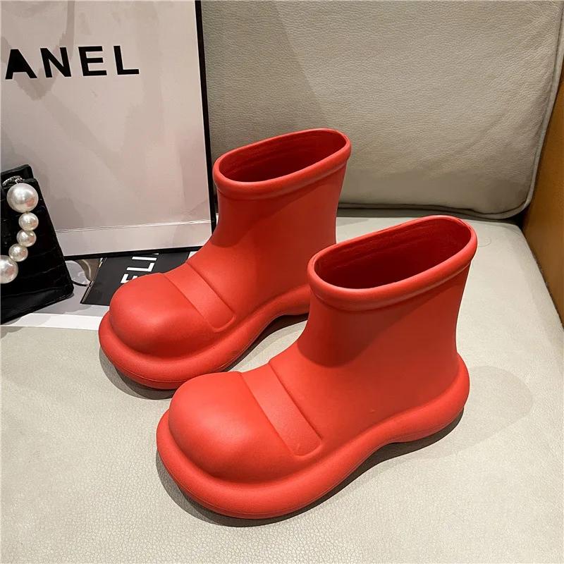 Fashion Faionable Women's Ort Rain Boots Thi Bot Outdoor Wear Waterproof Non-Slip Spring Autumn Low Cut Booties PVC Material