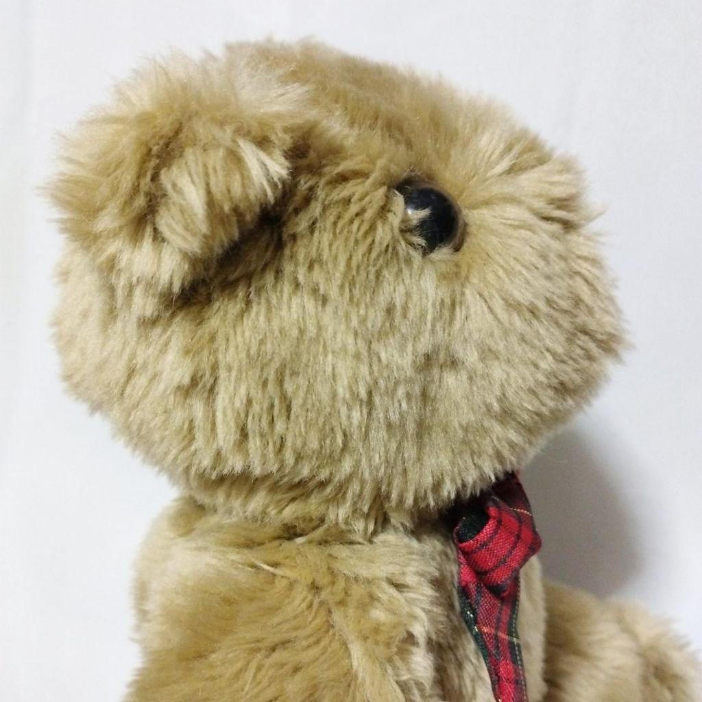 [USED] Teddy Bear House Retro Teddy Bear with Check Ribbon, Vintage