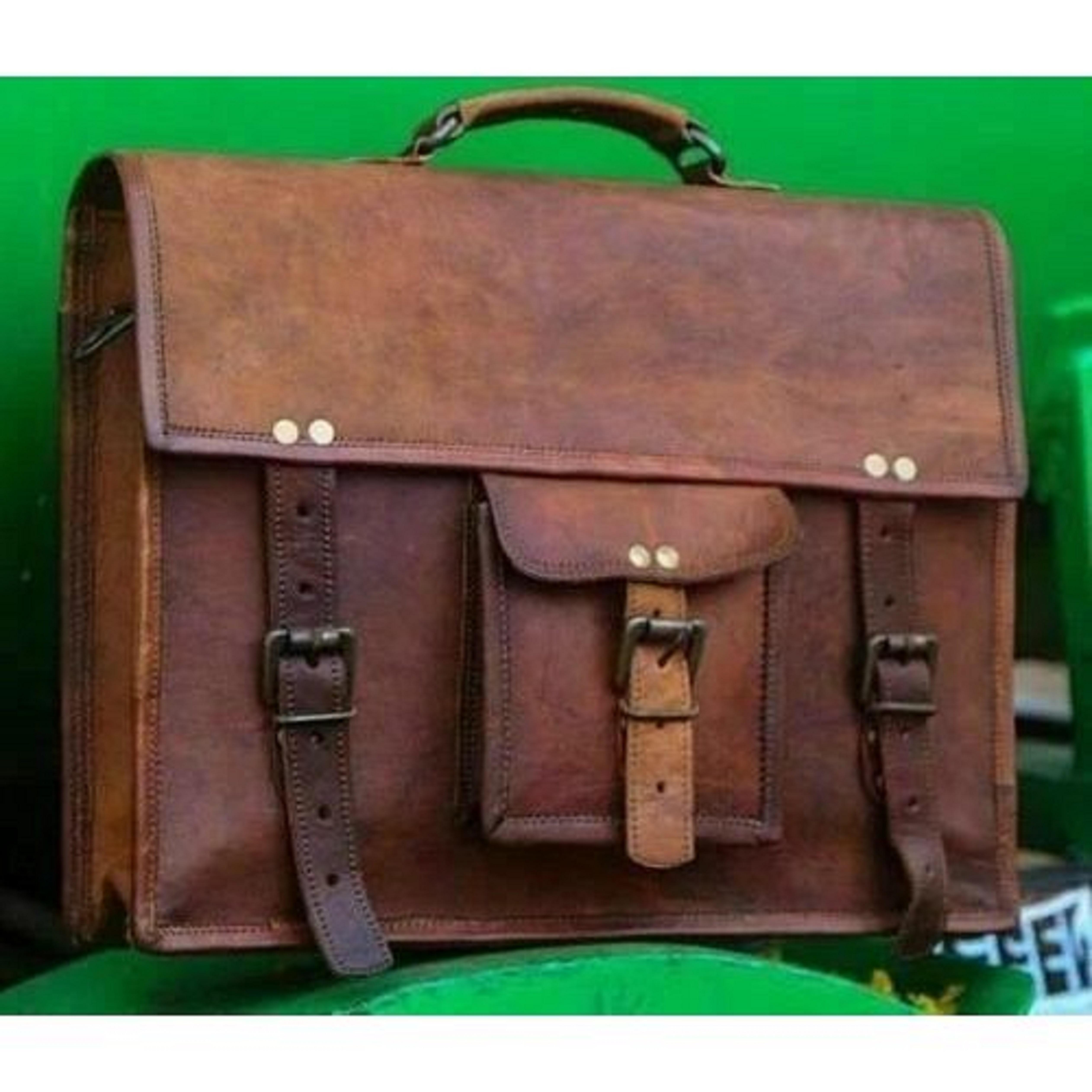 

Сумка Плечевая Деловая Портфель Ноутбук Ручной работы Мужские Кожаные Сумки Мессенджер 16 x 12 x 5 in