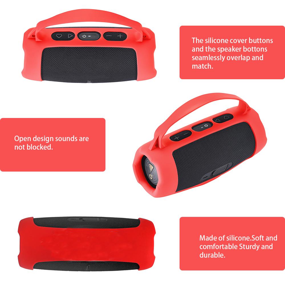 Silicone Cover Case Anti Drop Travel Carrying Protective Gel Soft Skin with Shoulder Strap for JBL Charge 5 Wi-Fi Speaker