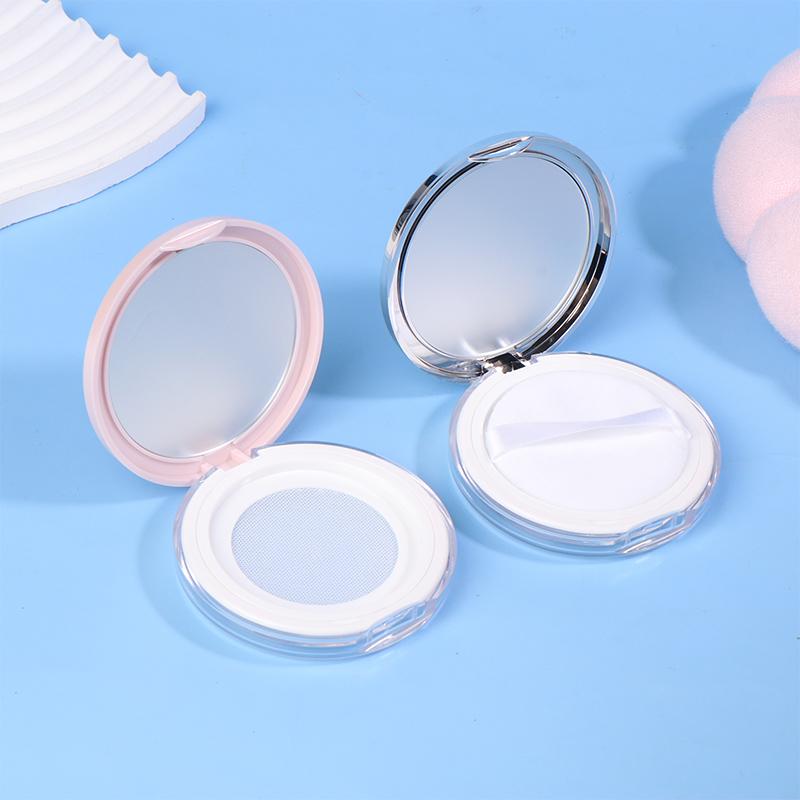 5G Ultra-Thin Mini Elastic Mesh With Mirror Portable Loose Powder Packaging Empty Box Cosmetic Makeup Puff Refillable Pot