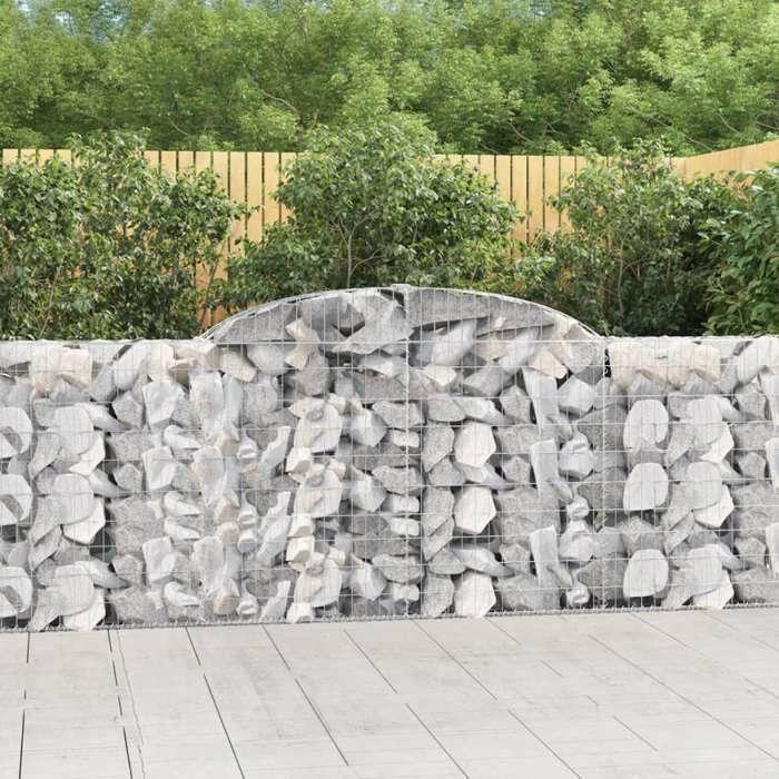 VidaXL Paniers à gabions arqués 8 pcs 300x30x100/120 cm fer galvanisé, gabion, cage de gabion, panier de mur de gabion, mur 3146527