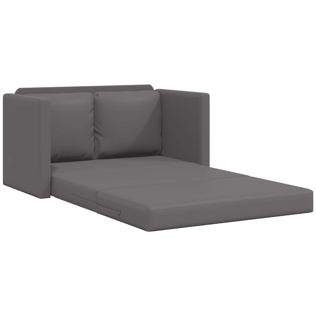 Floor Sofa with Sleeping Function Grey 112x174x55 Cm Artificial Leather