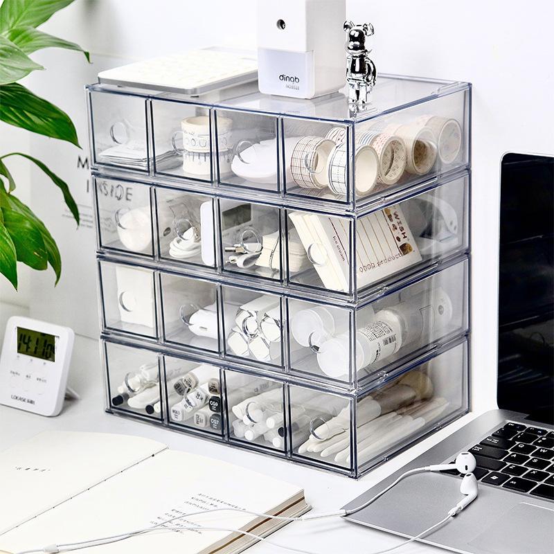 Stylish Multi-Function Stackable Clear Storage Box for Stationery and Markers