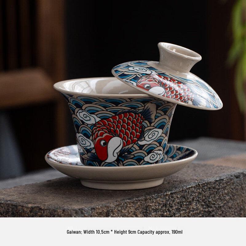 Youluo Ceramic Sancai Gaiwan Teacup