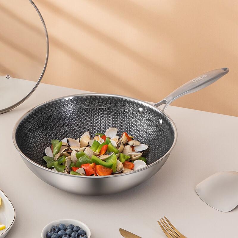 DeBo 304 Stainless Steel Honeycomb Wok