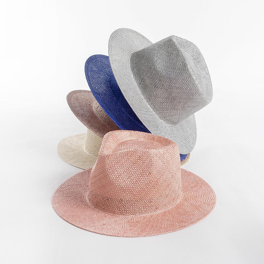 Spring and summer new fashion casual dyeing natural hand-woven sisal jazz hat outdoor travel sunscreen shading straw hat tide