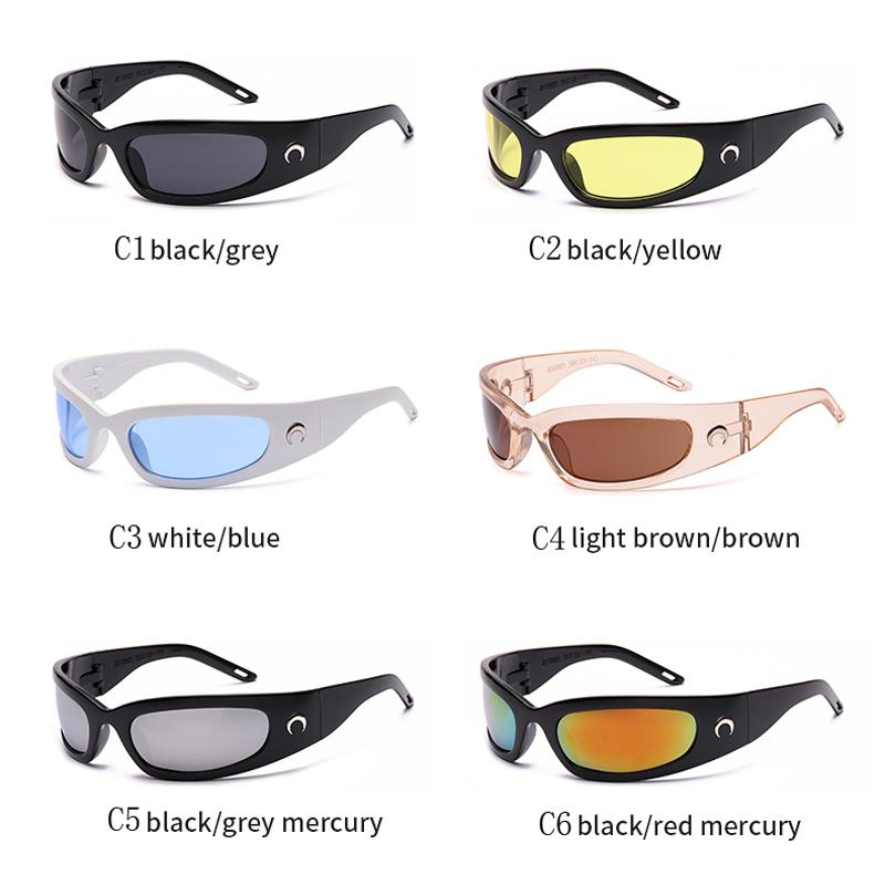 New Arrival Moon Rectangular Trend Sunglasses Women Man Cycling Outdoor Sports Vintage Hip Hop Punk UV400