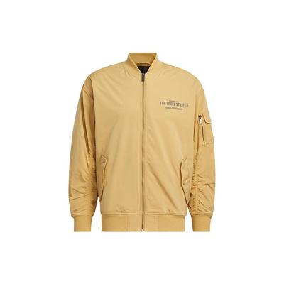 Solid Print Letter Zip Jacket Men Outerwear Khaki IB2758