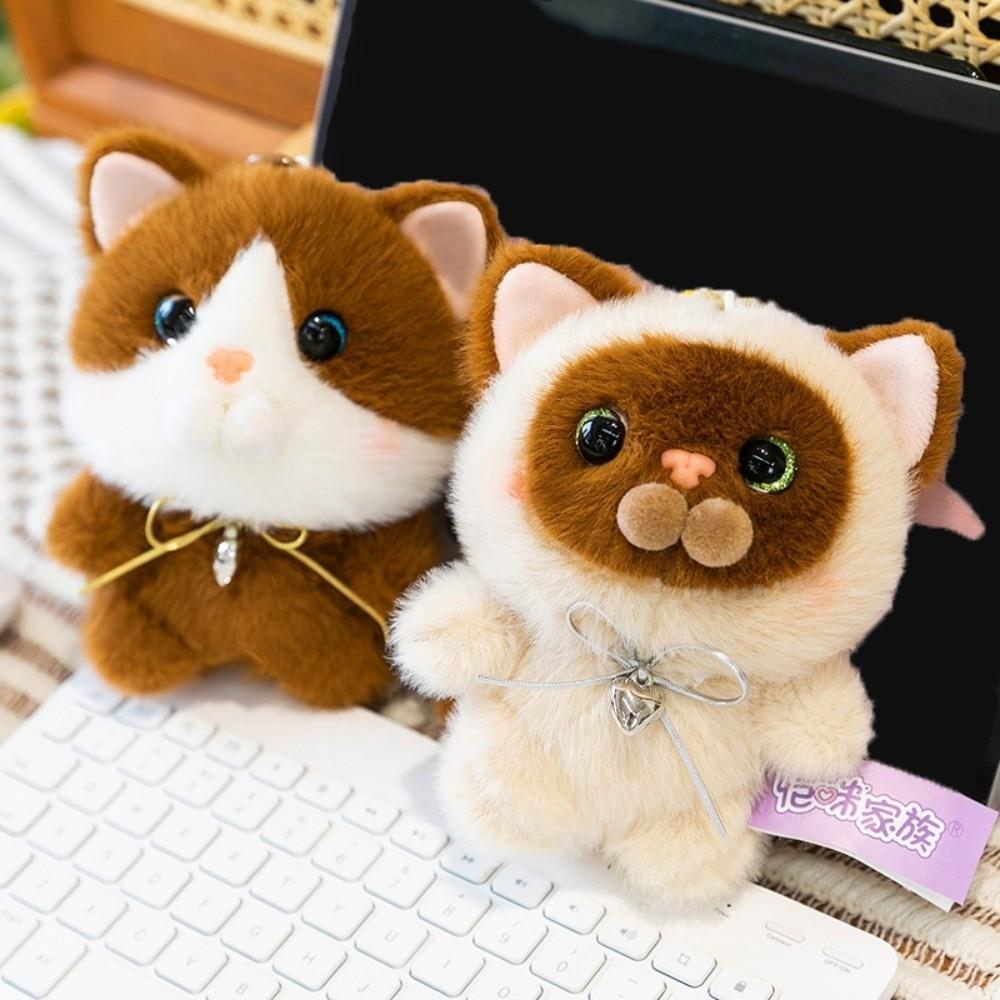 Fluffy Kitten Doll Keychain Furry Cat Plush Toy Keychain Creative Cat Doll Pendant  Home Decor