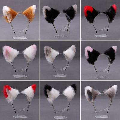 Women Hairband Cute Lolita Simulated Anti-slip Hair Accessories Photograph Prop Cosplay Party Plush Fox Cat Ears Hair Hoop Party Supplies