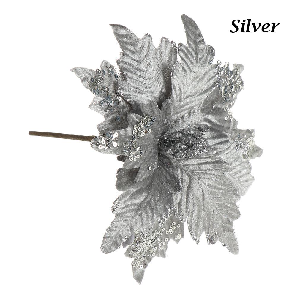 20cm Glitzer Künstliche Weihnachtsstern Weihnachtsbaum Blumen Party Dekorationsartikel Schmuck Heimdeko Handarbeit Flanellstoff Blume