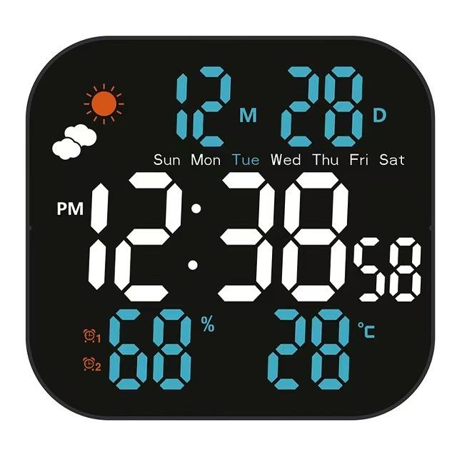 

Large LCD Display LCD Wall Clock Digital Wall Clock blue