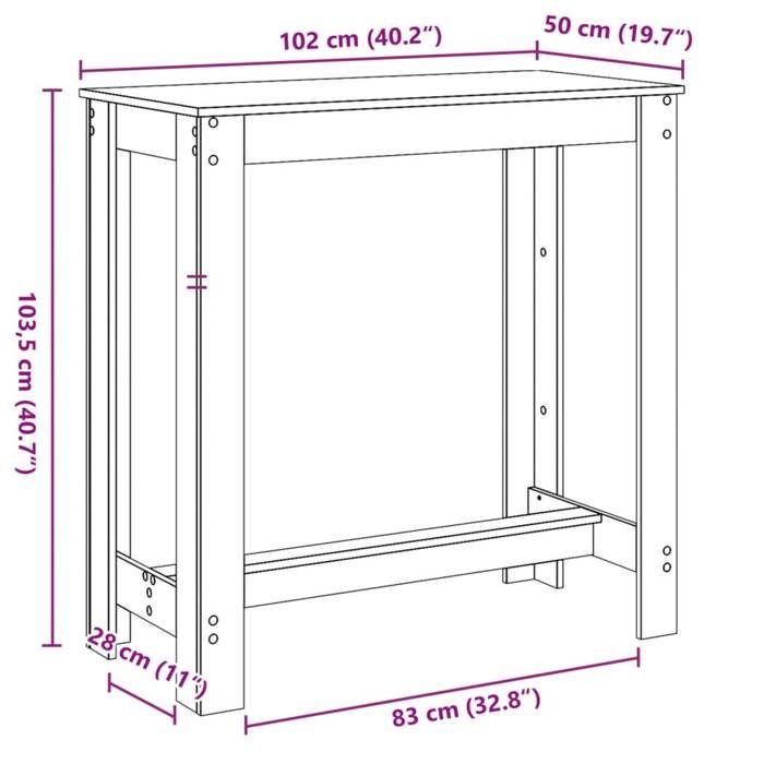 VidaXL Table de bar sonoma gris 102x50x103,5 cm bois d'ingénierie, table de pub, table haute, table de tabouret de bar, 854414
