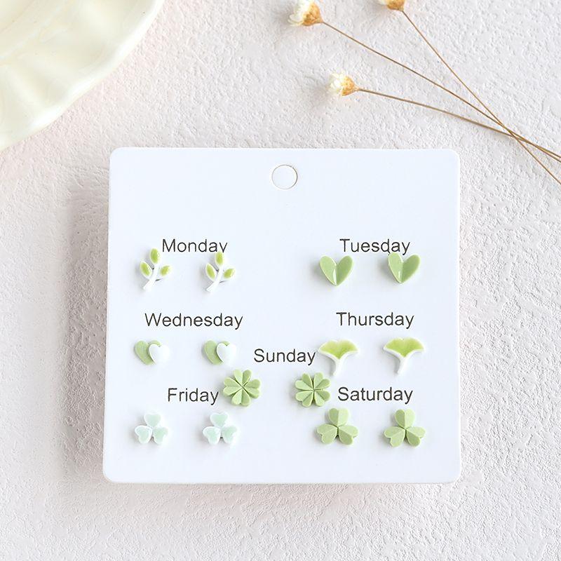 

Niche Style Jingdezhen Ceramic Ear Studs Girlfriends Female Cartoon [Seven pairs a week] style 16