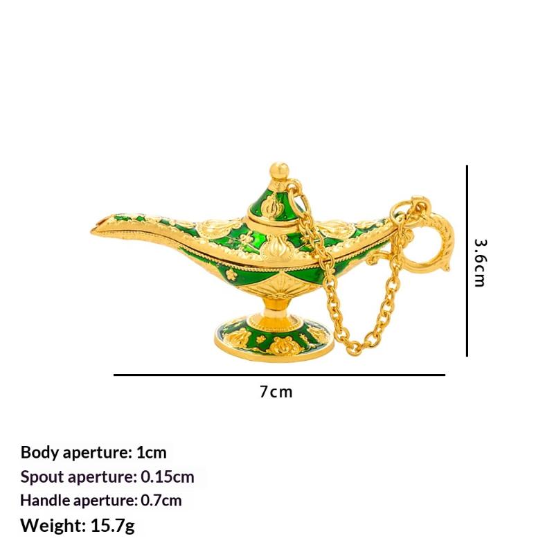 

Vintage Wishing Aladdin God Lamp Palace Style Mini Statue Wedding Festivals Party Home Living Room Tabletop Decoration Crafts зелёный