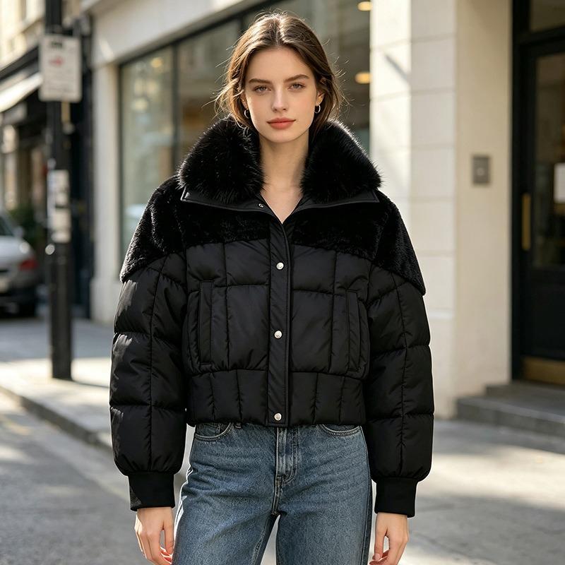 Big fur collar short down cotton clothes women's winter, unique and beautiful winter clothes thickened bread clothes thick coat