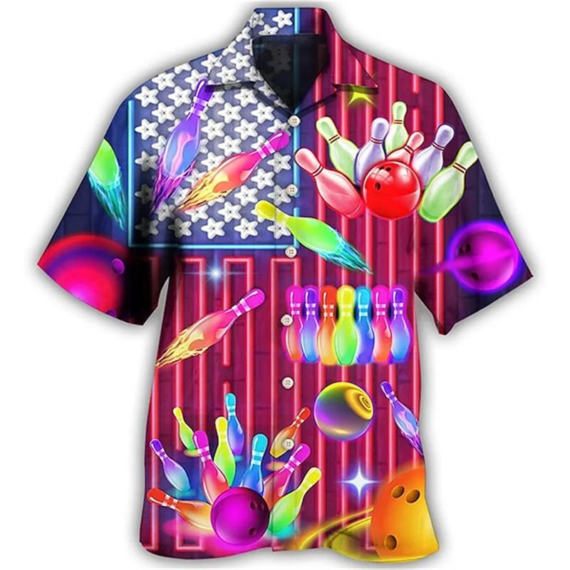 Nuova Camicia da Uomo con Stampa 3D Motivo Bowling Vintage Classica Camicia Street Oversize Uomo Donna Abbigliamento Blusa