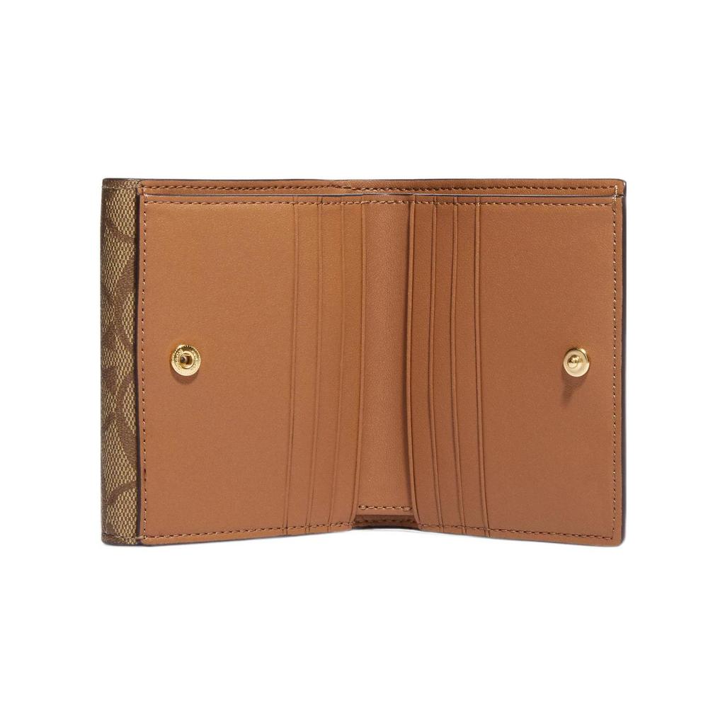 Coach Morgan 11 Classic Monogram Snap Closure Canvas And Leather Wallet Small Women wallet Khaki CH387-IMU4V