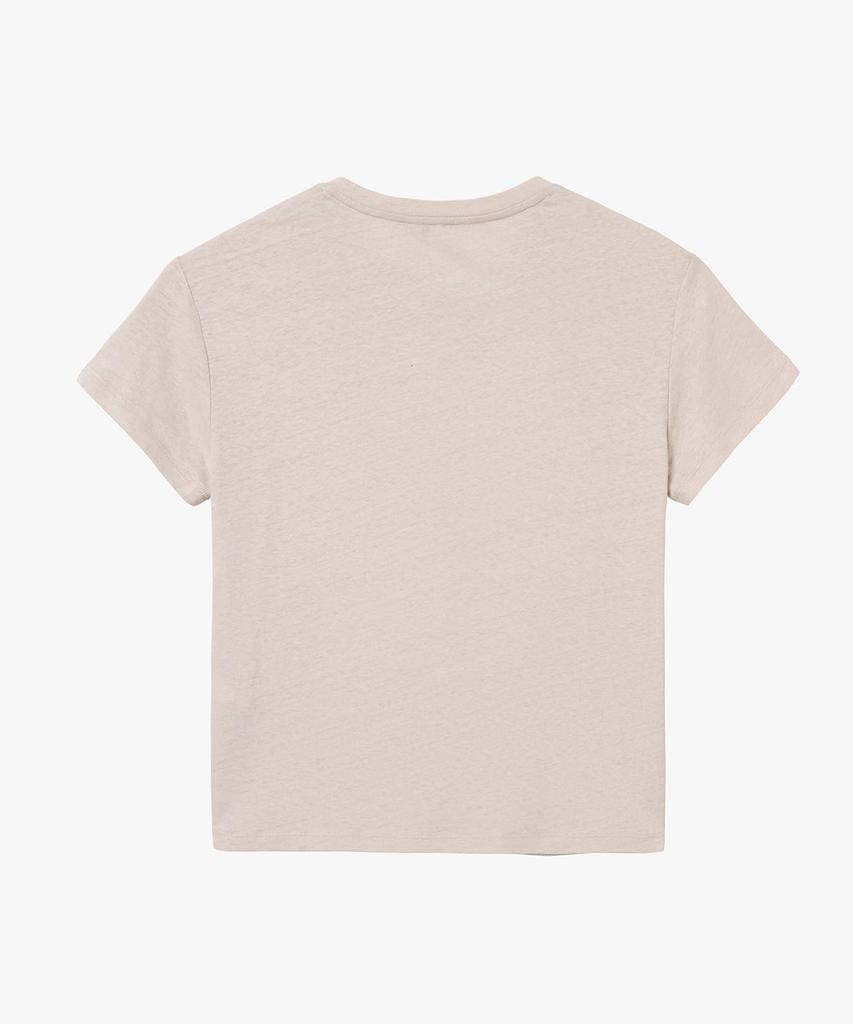 Aigle Official Cotton Linen Embroidered Short Sleeve ZTFAU96 Size Small Tone-on-Tone T-Shirt Off-White,