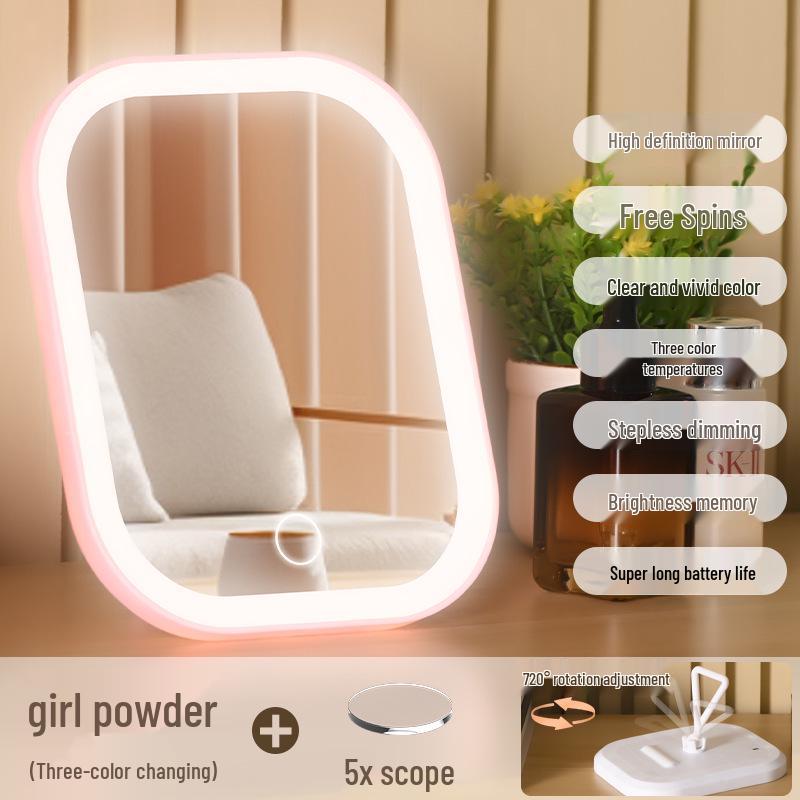 Portable Folding LED Vanity Mirror for Travel and Bedroom