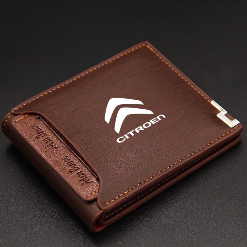 AGN4   Leather Credit Card Purse Portable Holder Car Logo Wallet For Citroen C3 C4 CACTUS C6 C8 C3-XR Picasso Grand DS3 DS5 Accessories