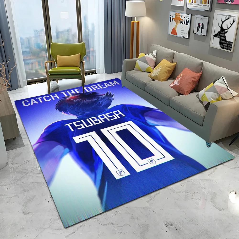 Anime Captain Tsubasa Fußball Cartoon Teppich für Zuhause Wohnzimmer Schlafzimmer Sofa Fußmatte Dekor, Kinder Teppich Rutschfeste Bodenmatte