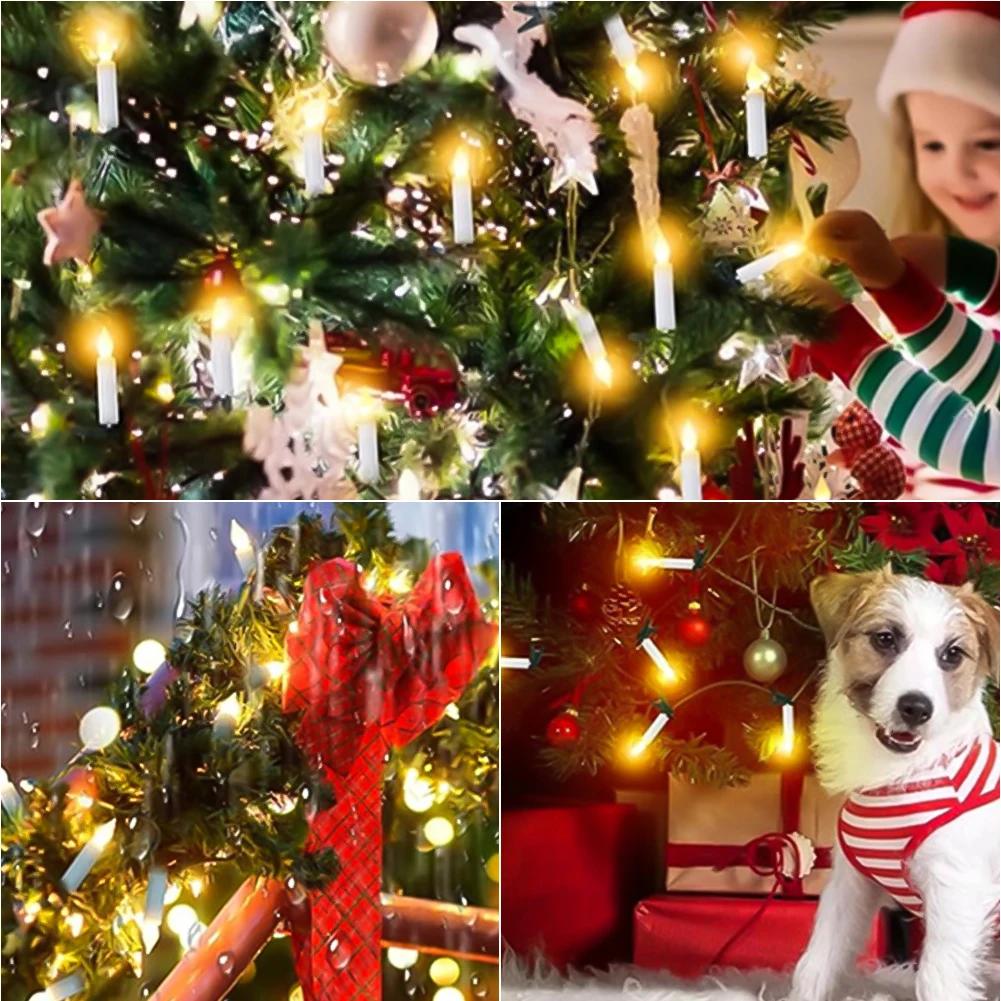 LED Christmas Candle String Lights With Clips Battery Powered Flameless Candle Lights For Xmas Tree Holiday Wire Lighting