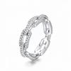 925 Silver Geometric Cubic Zirconia Stackable Ring for Women Trendy Platinum Plated Party Jewelry Accessories