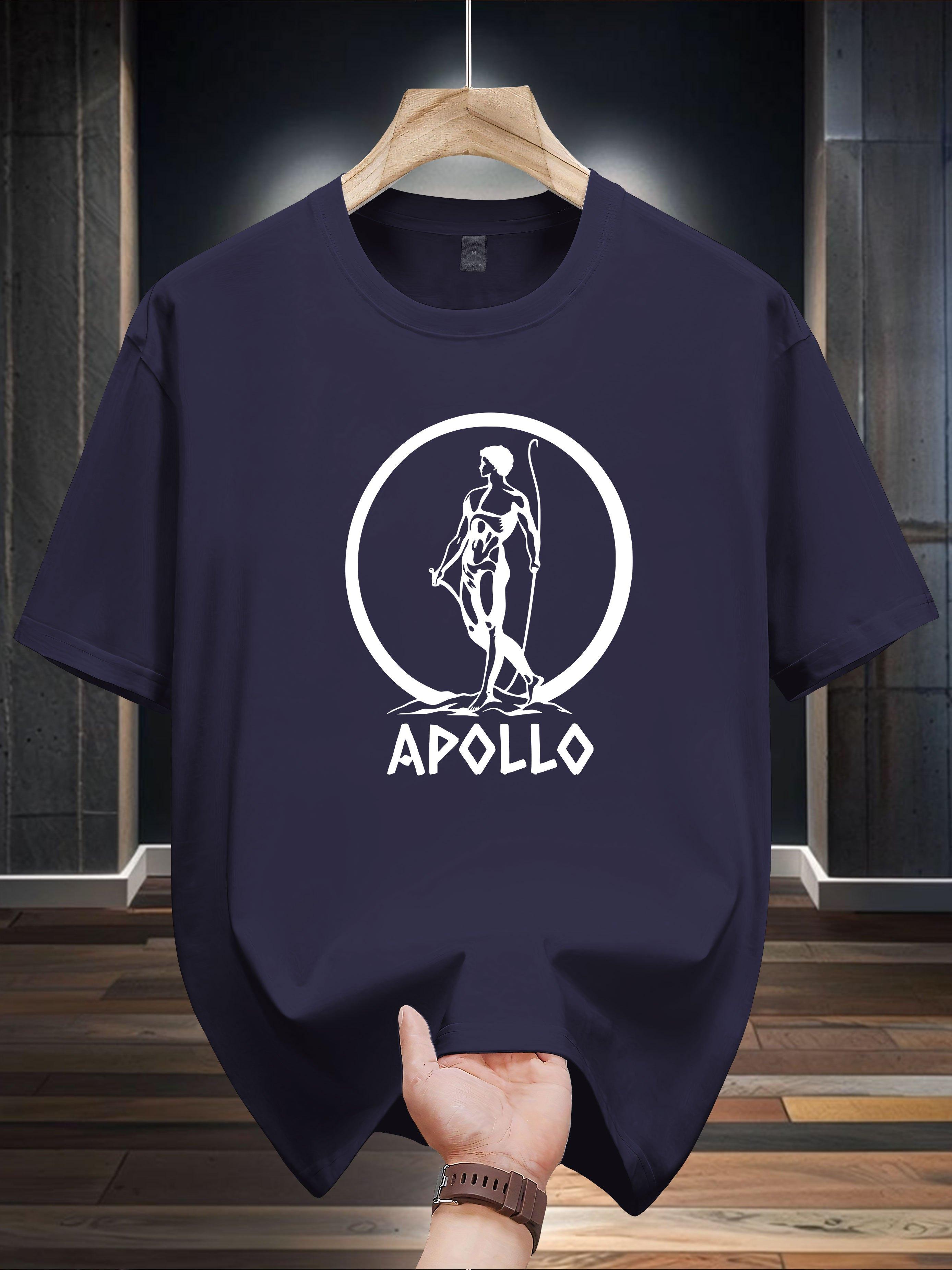 Niuwang Selection 200g 100% Cotton Short Sleeve T-shirt - Navy Blue Apollo Graphic Print XXXL