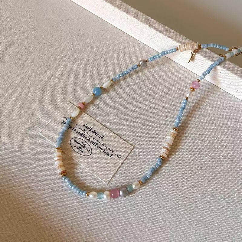 

Fashion Natural Stone Freshwater Pearl Collar Chain Necklace For Women Elegant Stylish Handmade Beads Necklaces Jewelry Gift