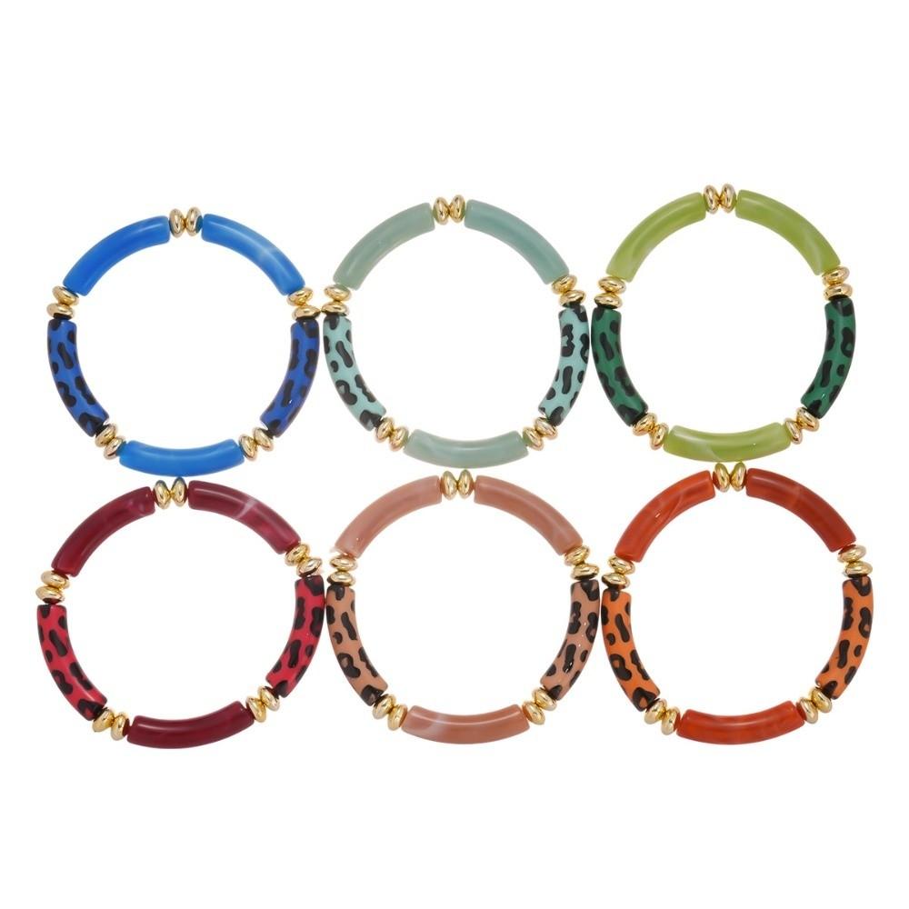 Leopard Print Leopard Acrylic Bracelets Acrylic Curved Tube Bangle Boho Acrylic Bracelets  Girls
