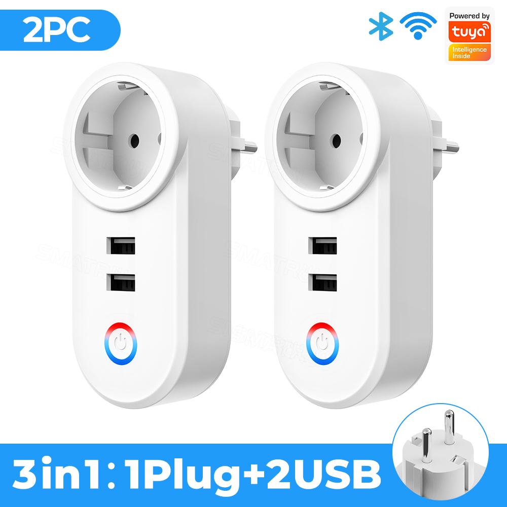 Tuya Wifi Smart Usb Priză Eu Plug 16a Adaptor priză Încărcare Voce Timing Smart Life App electrică pentru Google Home Alexa