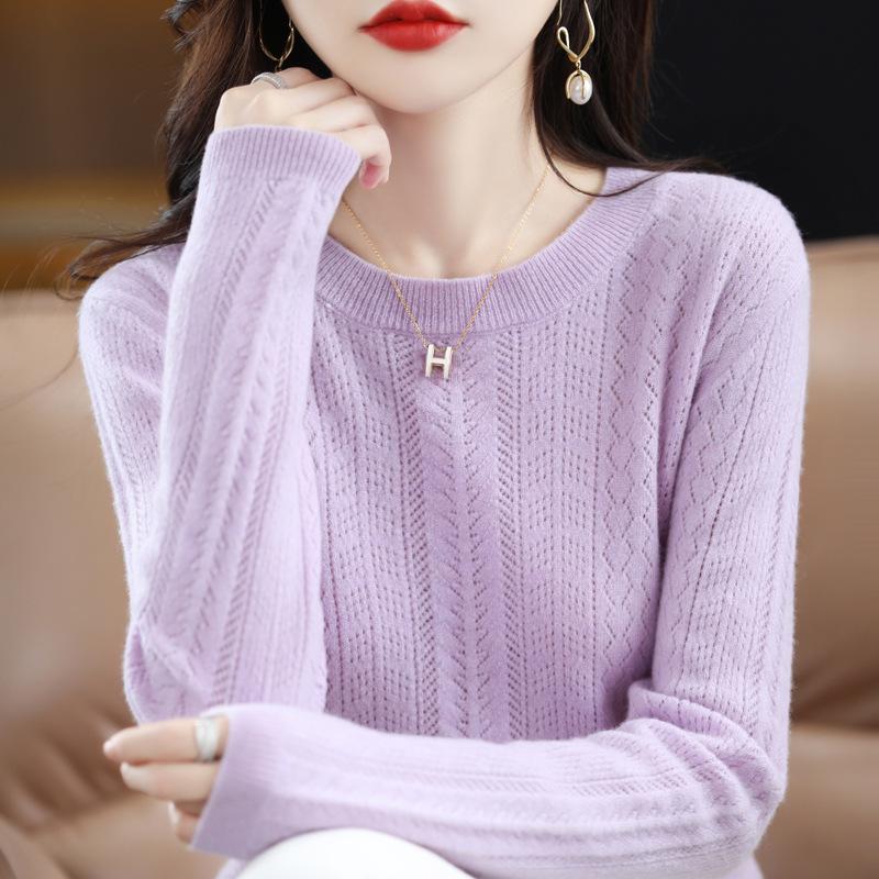 Jesień i Zima Nowy Sweter Pulower z Okrągłym Dekoltem Swobodny Sweter Damski Sweter Dzianinowy Bazowy