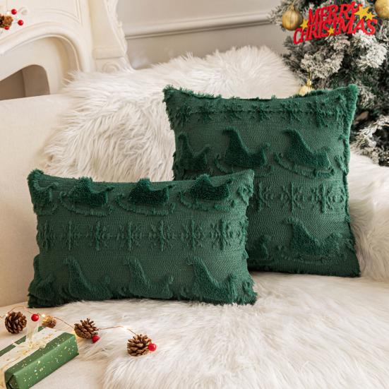 Christmas Throw Pillow Cover Xmas Tree Pillowcases Soft Plush Cushion Covers with Hidden Zipper Closure Winter Home Decor