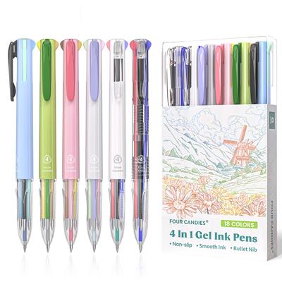 Vier Bonbons Kugelschreiber Set mit 18 Farben Einfach zu Bequem 4-Farbige Stifte, 6, Tinte, 0,5 mm, Niedlich, Schreiben, Multifunktionsstift, Geschmeidig,