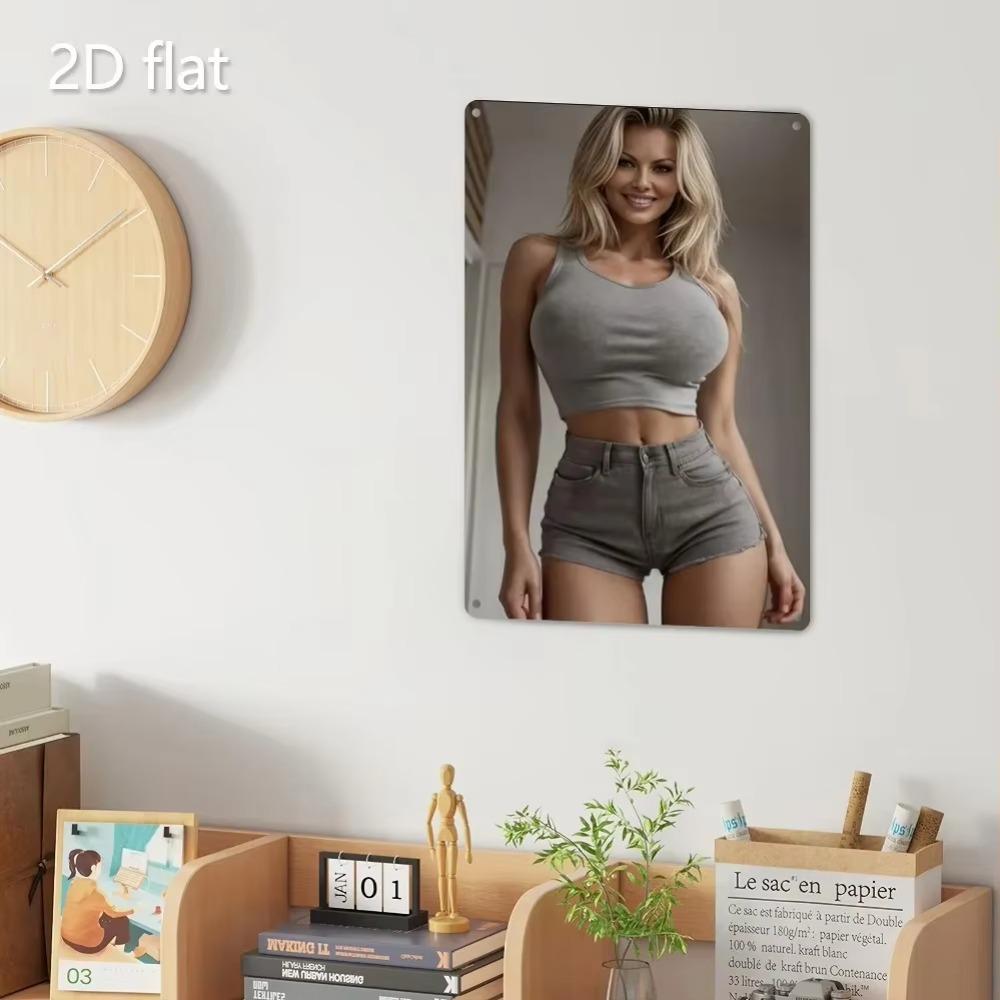 Blonde Lady Metal Wall Art Weatherproof Iron Plaque Indoor Outdoor Decor