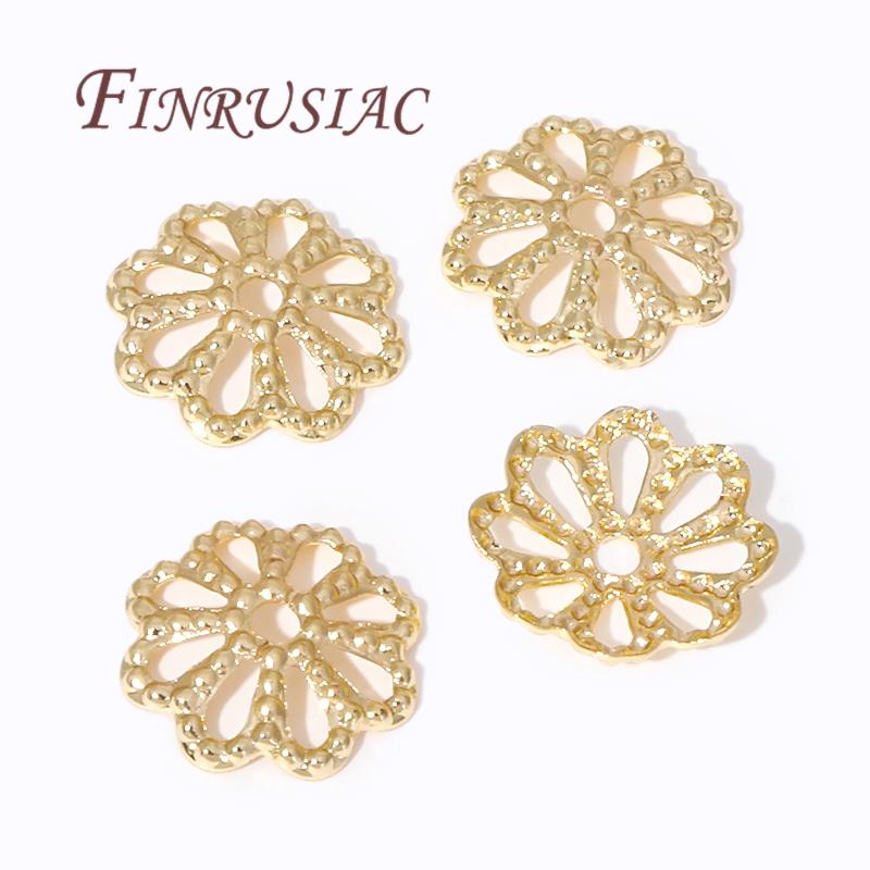 14K/18K Gold Plated Filigree Beads Caps Supplies For Jewelry,Brass Metal Bead Caps Findings,DIY Necklace/Bracelets Accessories
